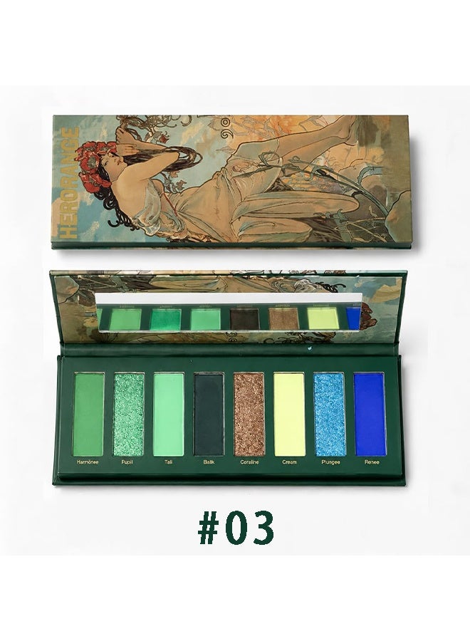 HERORANGE 8-Color Green & Blue Toned Eyeshadow Palette, Green, Blue & Neutral Tones with Matte, Matte & Shimmer Shades for Bold Nature-Inspired & Artistic Eye Makeup - Image 2