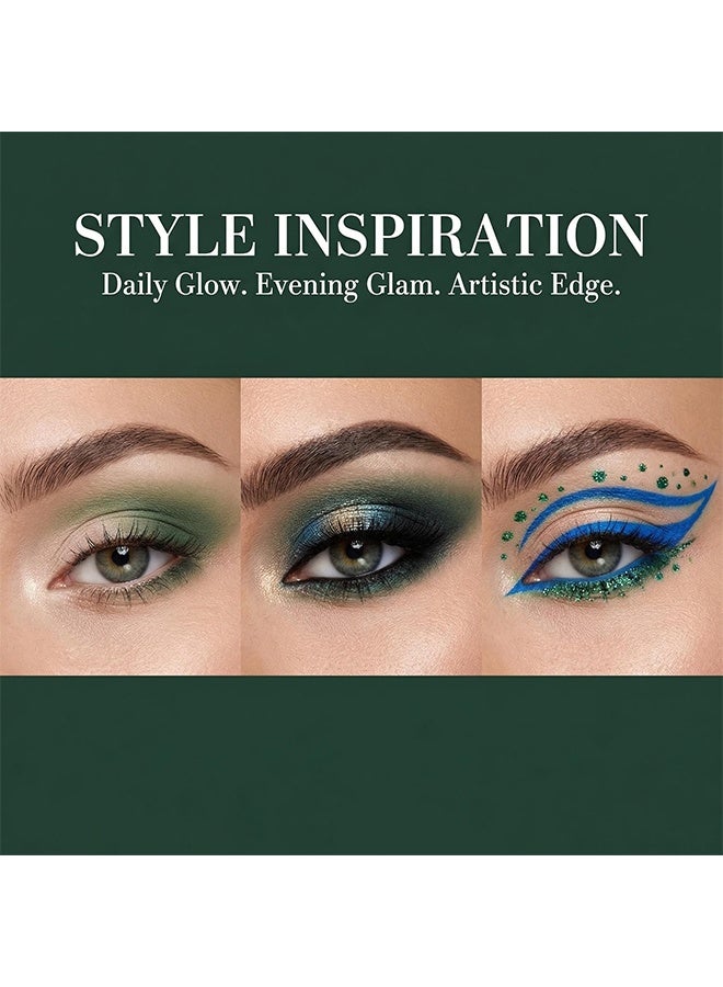 HERORANGE 8-Color Green & Blue Toned Eyeshadow Palette, Green, Blue & Neutral Tones with Matte, Matte & Shimmer Shades for Bold Nature-Inspired & Artistic Eye Makeup - Image 4