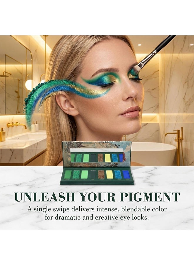 HERORANGE 8-Color Green & Blue Toned Eyeshadow Palette, Green, Blue & Neutral Tones with Matte, Matte & Shimmer Shades for Bold Nature-Inspired & Artistic Eye Makeup - Image 5