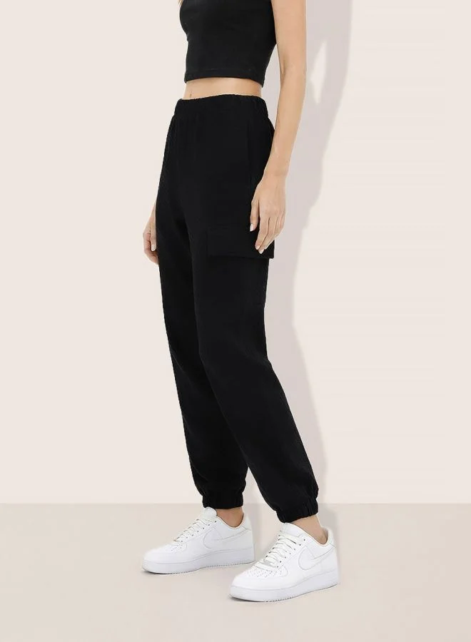 Freehand  Women Relaxed Fit Solid High Rise Joggers  | Best Price UAE