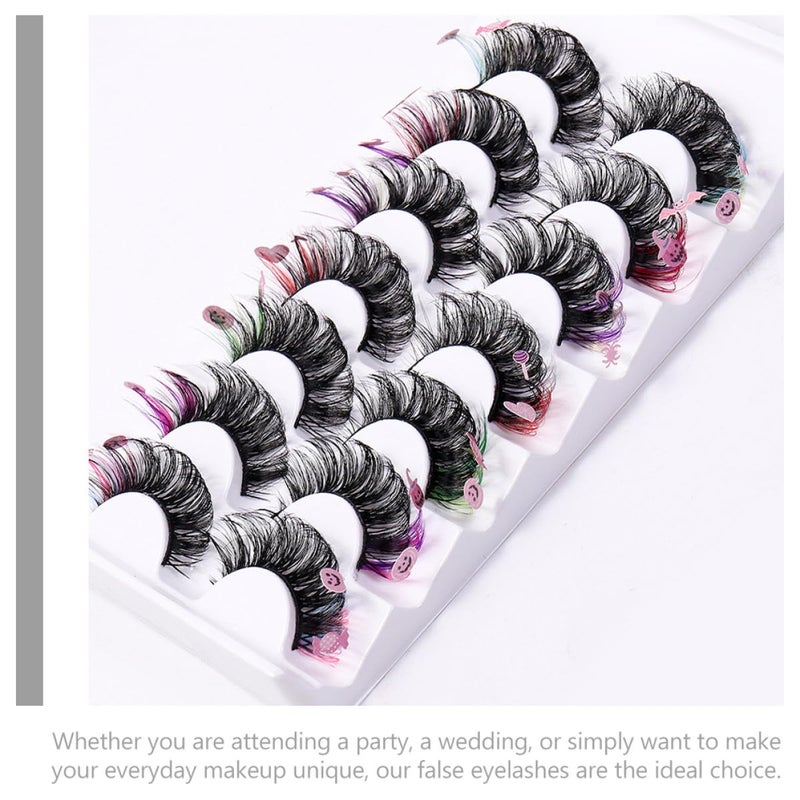 Colorful False Eyelashes 7 Pairs Dramatic Lash Extensions Faux Eyelashes for Makeup and Fancy Dress Eye Enhancements - Image 3