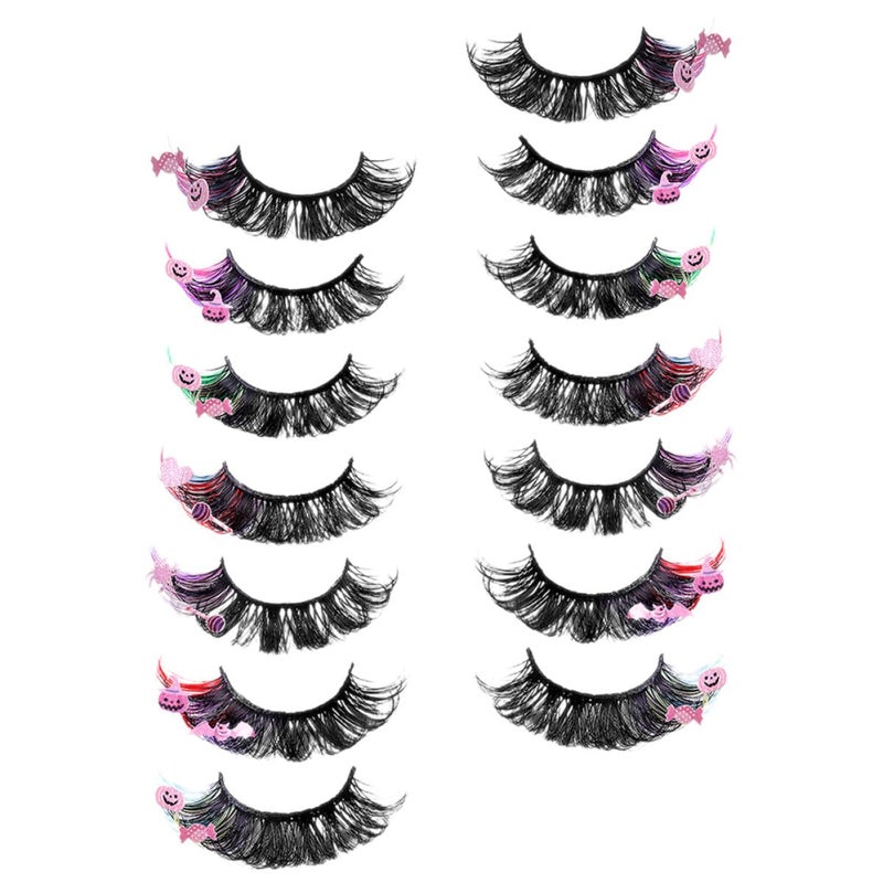 Colorful False Eyelashes 7 Pairs Dramatic Lash Extensions Faux Eyelashes for Makeup and Fancy Dress Eye Enhancements - Image 1