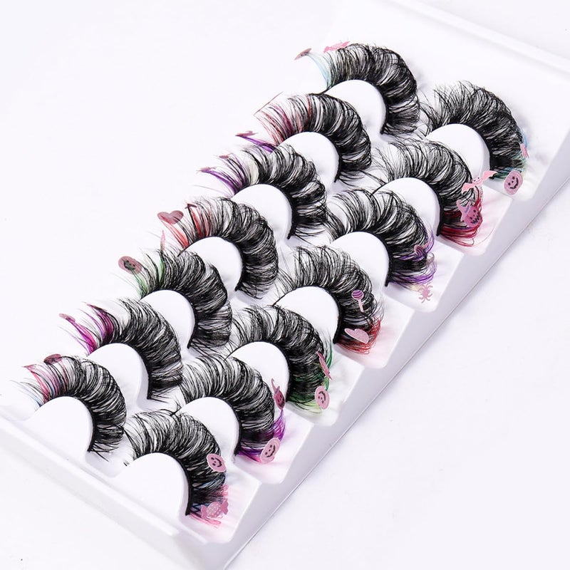 Colorful False Eyelashes 7 Pairs Dramatic Lash Extensions Faux Eyelashes for Makeup and Fancy Dress Eye Enhancements - Image 5