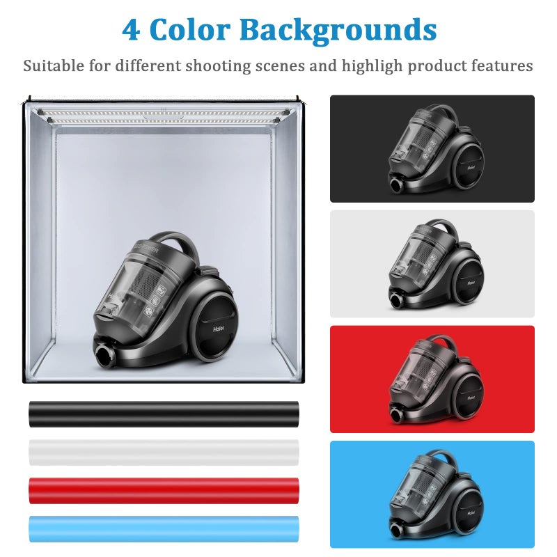 SEDGEWIN صندوق استوديو التصوير SEDGEWIN، 32x32x32 بوصة، خيمة تصوير ضوئية قابلة للطي محمولة مع أضواء LED قابلة للتعتيم عالية CRI95+ و4 خلفيات لتصوير المنتجات… - Image 2