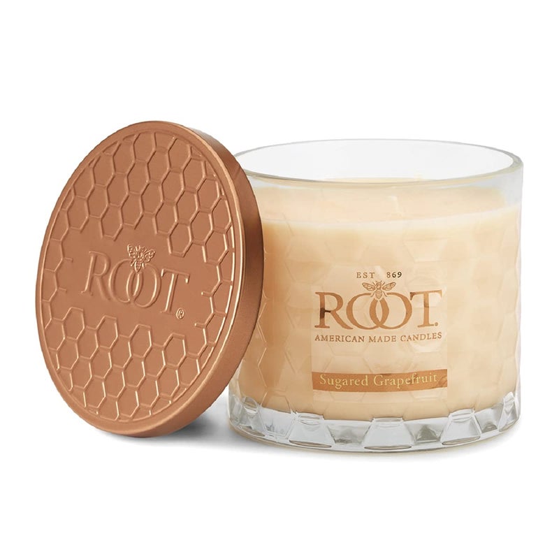 Root Candles Scented Candles Honeycomb Glass Premium Handcrafted Beeswax Blend 3Wick Candle 12Ounce Sugared Grapefruit