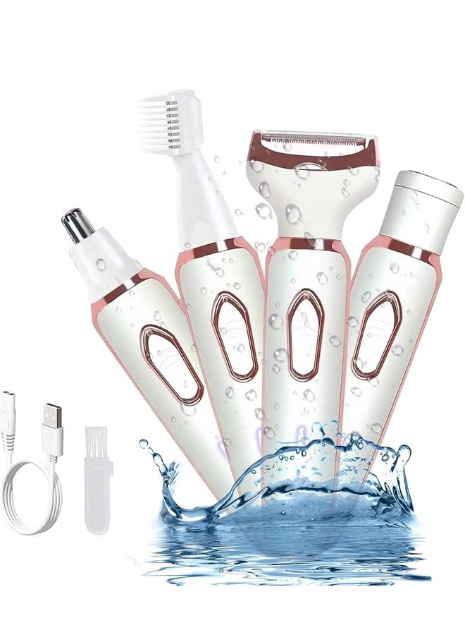 LINJIE 4 in 1 Eyebrow Trimmer, Electric Shaver for Women, USB Rechargeable ABS+UV Eyebrow Trimmer、Painless Shaver Hair Clipper for Eyebrow,  Nose Hair - Image 1