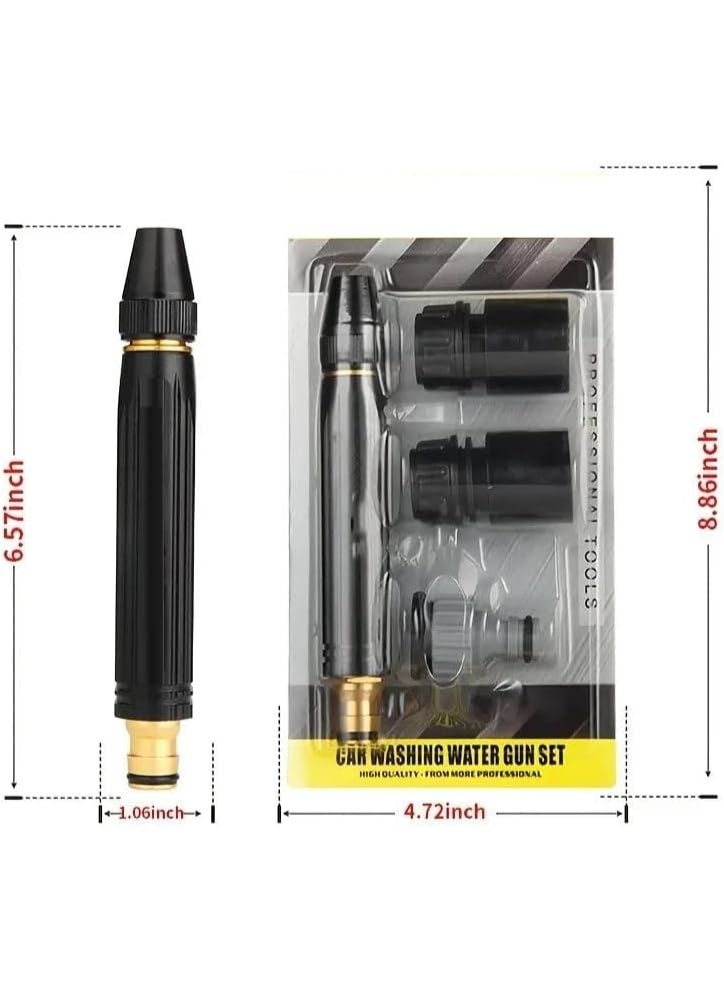 Water Spray Gun Car Wash Nozzle High Pressure Nozzle Spray Water Gun Water Jet Hose Nozzles Pipe For Gardening, Bike Car Wash Garden Watering Tool Black High Pressure Nozzle with 3 Attachment - Image 4