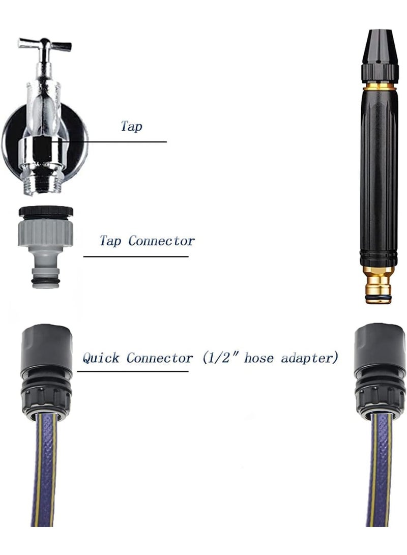 Water Spray Gun Car Wash Nozzle High Pressure Nozzle Spray Water Gun Water Jet Hose Nozzles Pipe For Gardening, Bike Car Wash Garden Watering Tool Black High Pressure Nozzle with 3 Attachment - Image 5