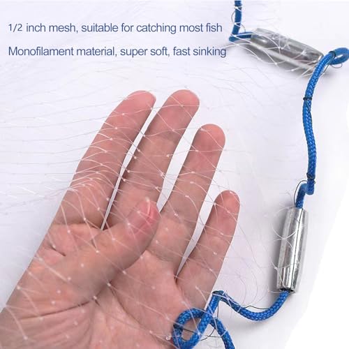 Lawaia Cast Net Cast Nets for Fishing Hand Throw Bait Nets 12 inch Mesh Freshwater Saltwater Fish Gear Ideal for Shrimp Fish Fly Fishing with 4FT Radius - Image 3