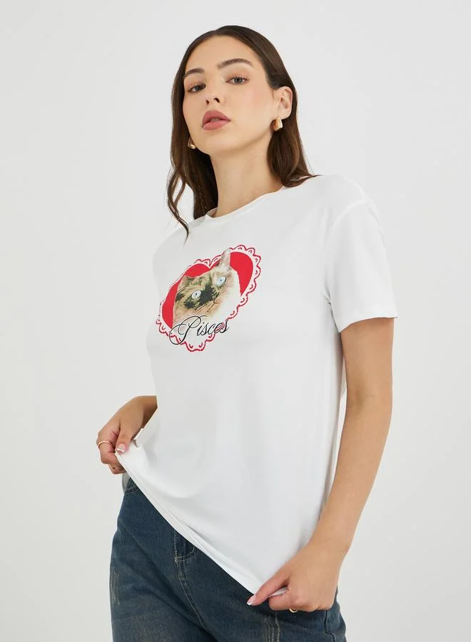 Take Two Take Two Cat Graphic Print Regular Fit T-Shirt