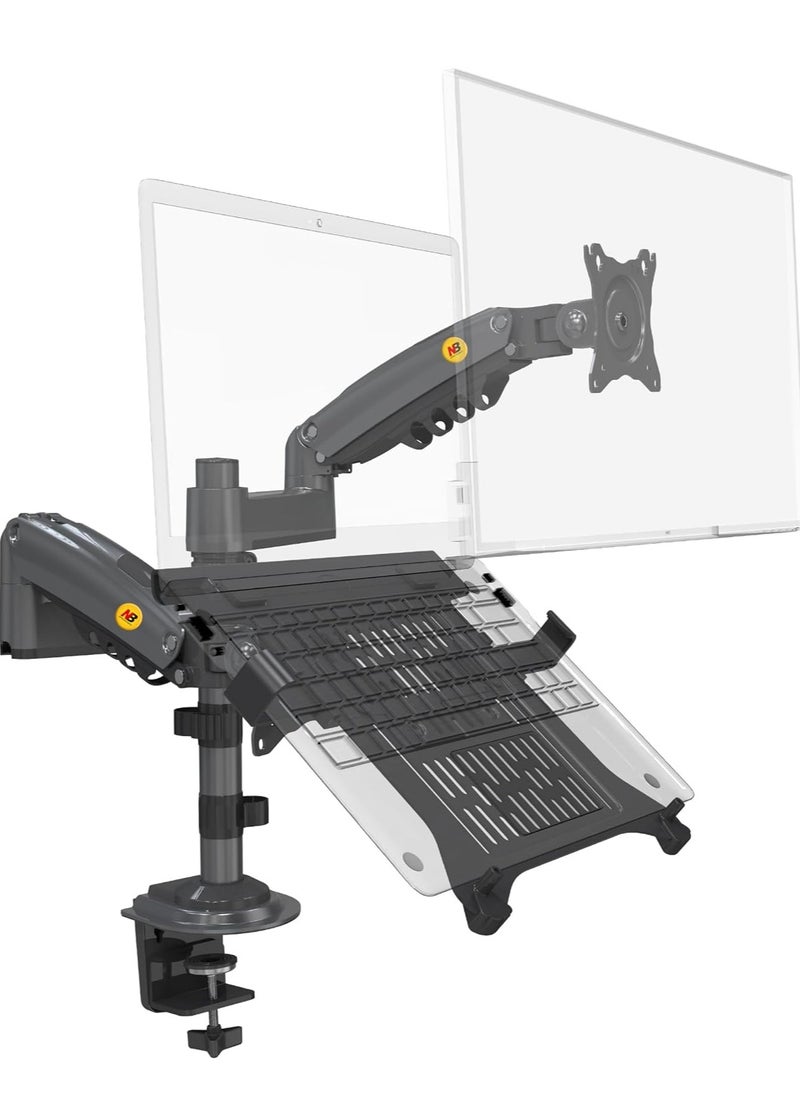 Generic Dual Laptop Monitor Arm for 17-27 Inch 10-17 Inch Screens, Computer Load Capacity 2-9kg, 2 Monitors with 2 Steps, 2 in 1 Dual Display Arm, Gas Spring Mounting Ring and VESA Mounting Clamp 75x75/100x100  - Image 1
