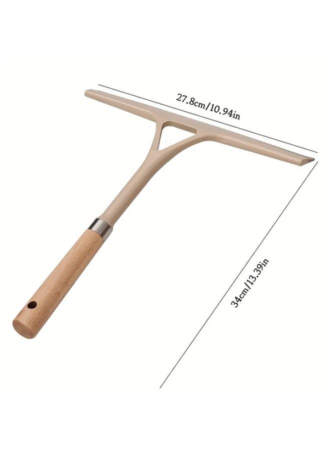 Stainless Steel Wooden Handle Window Squeegee Streak Free Glass Cleaner Tool Model L - Image 1