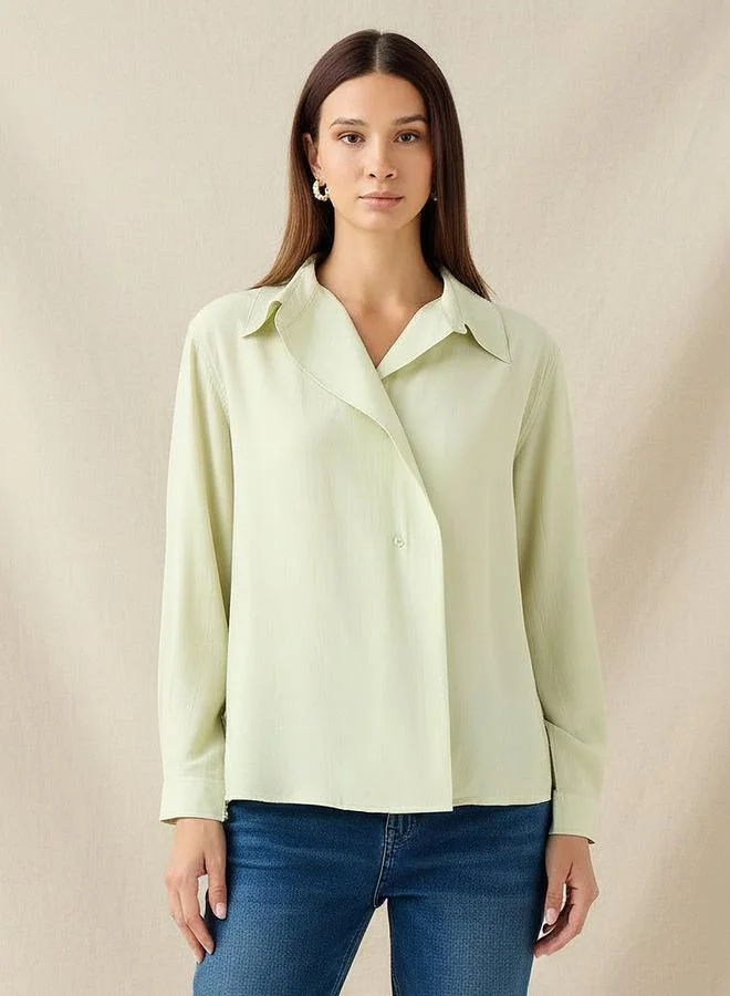Splash FAV Regular Fit Viscose Top with Button Detail