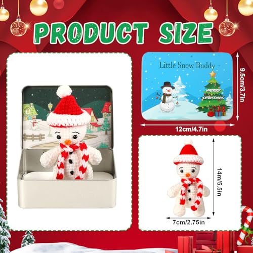 JULEASEL Little Snowman Buddy Crochet Snowman DecorTravel Buddy Secret Santa Gifts for Friend Coworkers Xmas Party Decor - Image 5