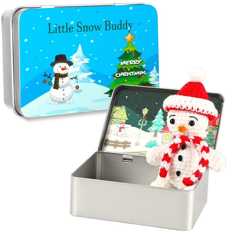JULEASEL Little Snowman Buddy Crochet Snowman DecorTravel Buddy Secret Santa Gifts for Friend Coworkers Xmas Party Decor - Image 3