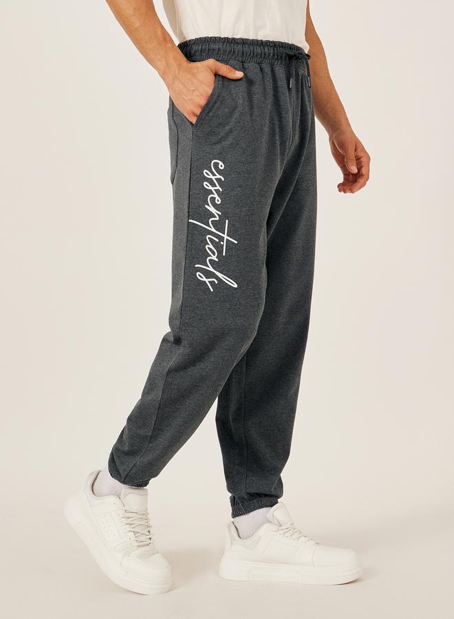 Styli Slogan Print Oversized Fit Cotton Terry Joggers  - Image 1