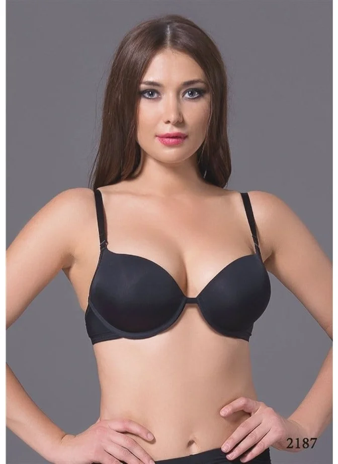 Magic Form 2187 Plain Fabric Support Padded Mid-Cut Bra - Black