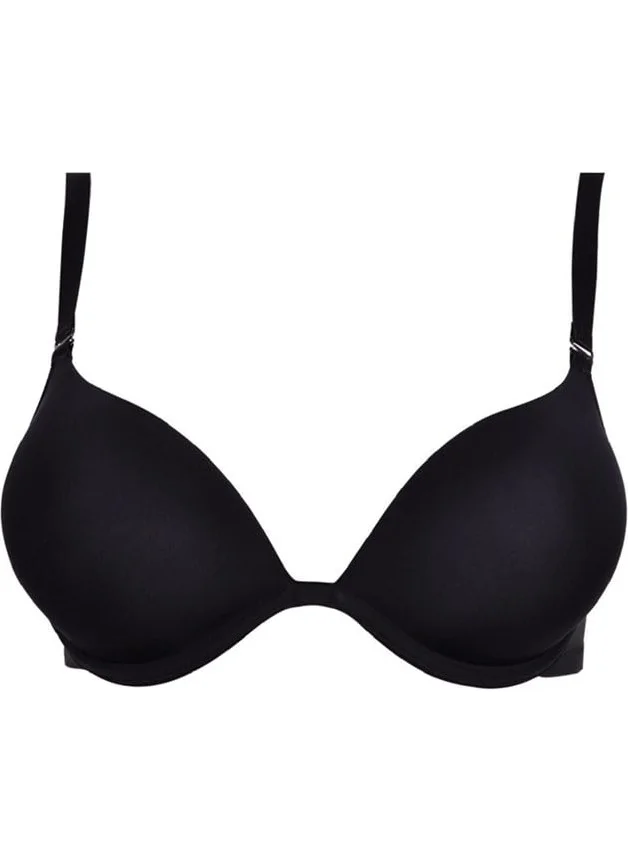 Magic Form 2187 Plain Fabric Support Padded Mid-Cut Bra - Black