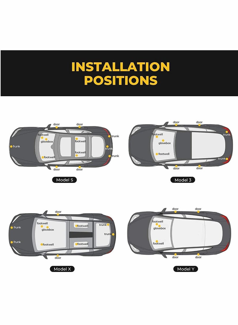Y&D Interior LED Lights Bulbs Kit for Tesla Model 3/Y/S/X, Ultra-Bright Light Upgrade Lighting Replacement Accessories Fit Trunk, Frunk,Door Puddle, Foot-Well (4 Pack/White) - Image 4
