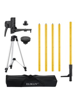 ELIKLIV ELIKLIV 11.8 Ft Telescoping Laser Level Pole with Tripod, 3.6 M Pole Stand for Level Tool, Multi-function Fine-tuning Bracket with 1/4” Thread & 5/8”Thread Adapter, Carry Bag Included  - Image 2