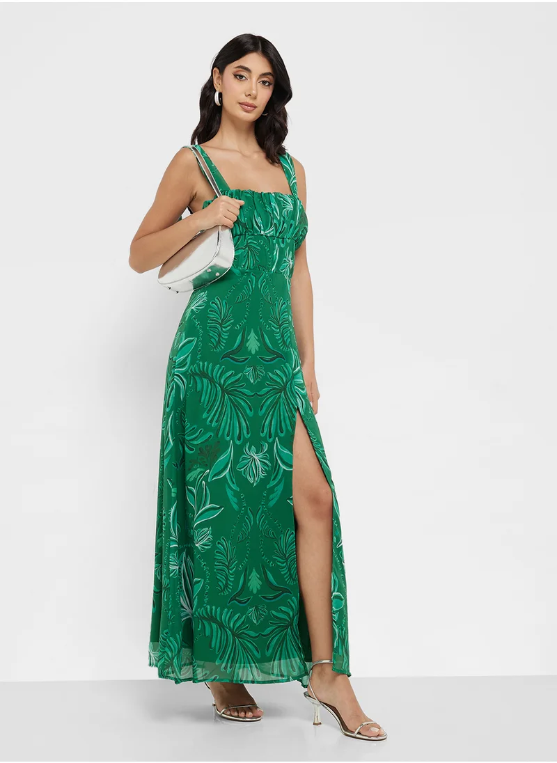 Hope & Ivy Sleeveless Square Neck Maxi Thigh Split Dress
