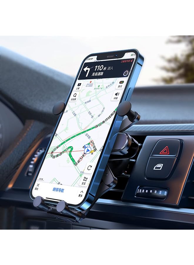 Gravity Car Phone Mount Holder Universal Air Vent Phone Holder For Car Dashboard Windshield Vent Compatible With All 4.7-7Inch Phones (Black) - Image 2