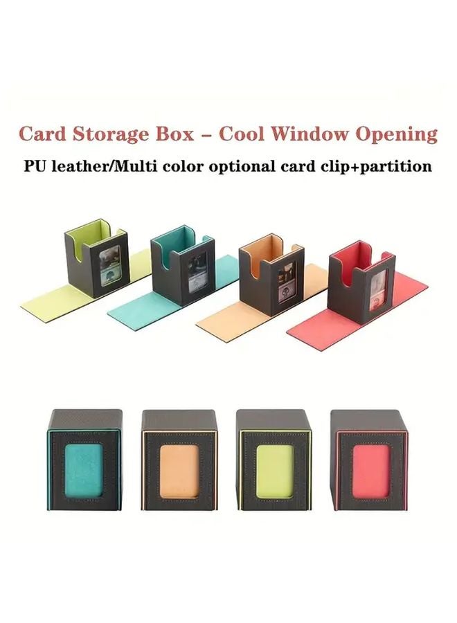 Grass Green PU Magnetic Trading Card Storage Box Holds 100 Cards For PTCG DM MTG Gift - Image 1
