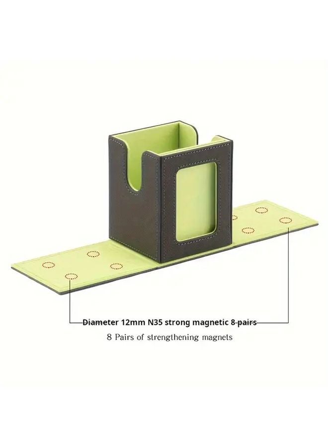 Grass Green PU Magnetic Trading Card Storage Box Holds 100 Cards For PTCG DM MTG Gift - Image 4