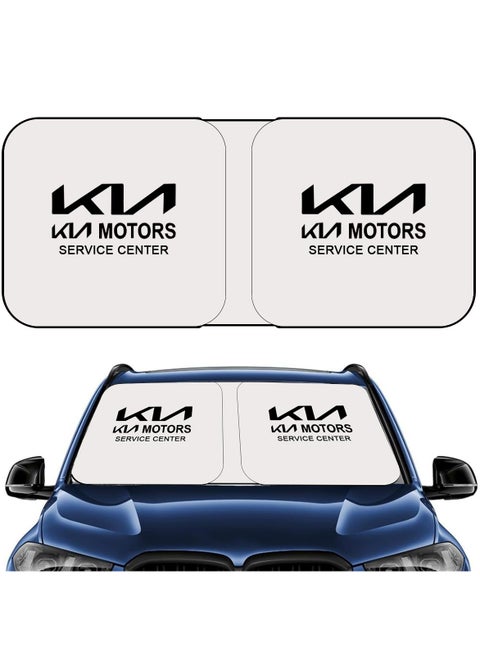 KIA Motors Windshield Sunshade for Car Front Window – UV Protection, Heat Shield, Foldable Reflective Sun Visor, Easy Installation & Storage – Compatible with Most Vehicles