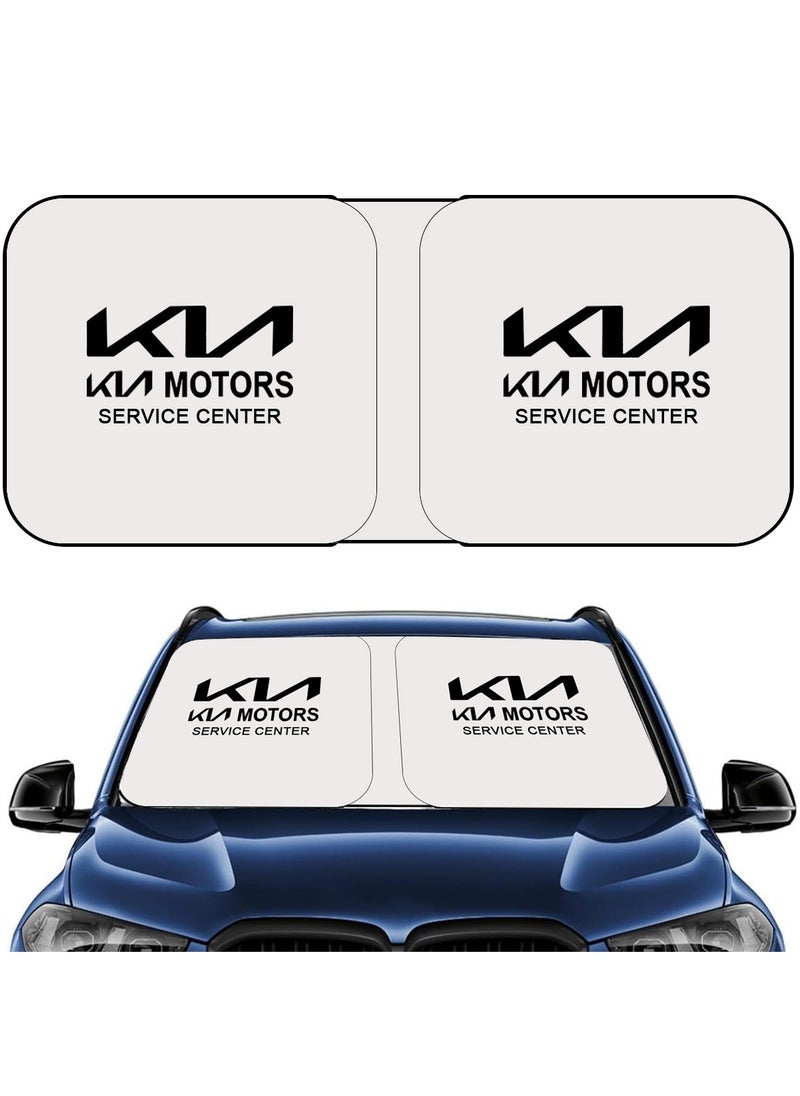KIA Motors Windshield Sunshade for Car Front Window – UV Protection, Heat Shield, Foldable Reflective Sun Visor, Easy Installation & Storage – Compatible with Most Vehicles