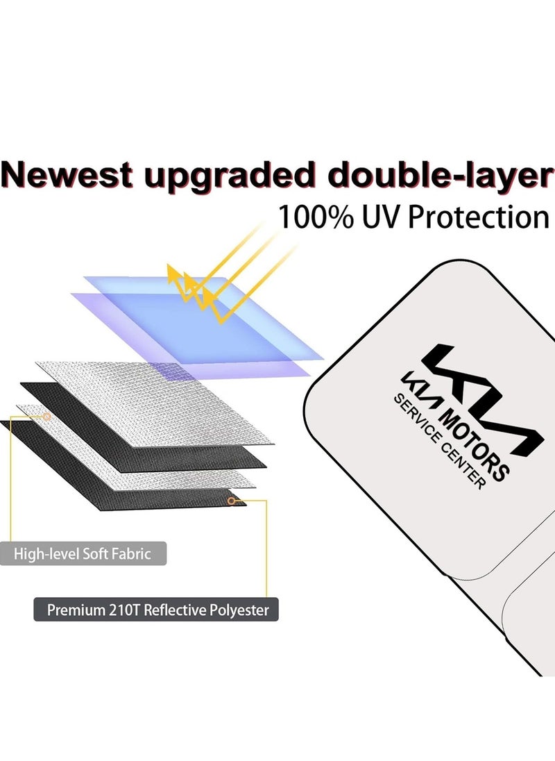 KIA Motors Windshield Sunshade for Car Front Window – UV Protection, Heat Shield, Foldable Reflective Sun Visor, Easy Installation & Storage – Compatible with Most Vehicles