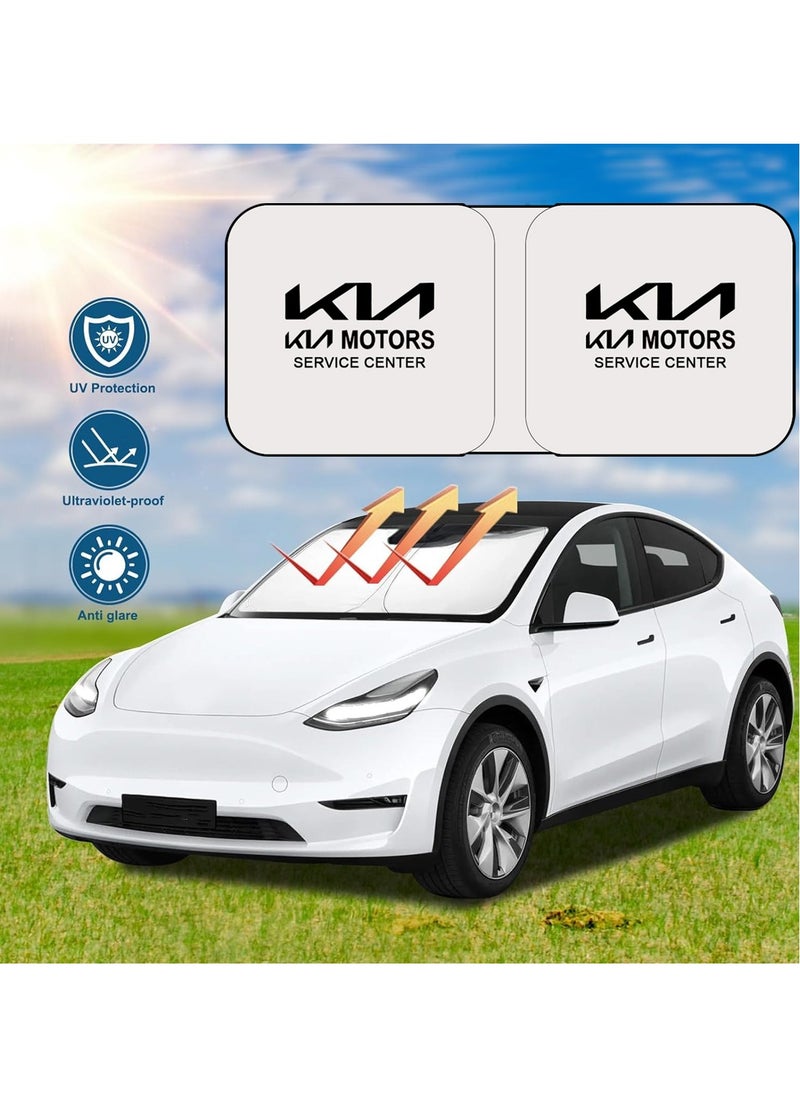 KIA Motors Windshield Sunshade for Car Front Window – UV Protection, Heat Shield, Foldable Reflective Sun Visor, Easy Installation & Storage – Compatible with Most Vehicles