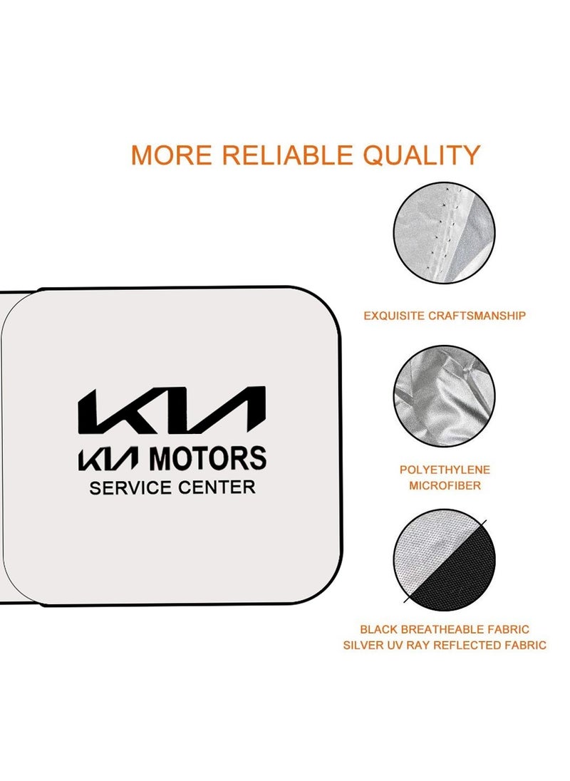 KIA Motors Windshield Sunshade for Car Front Window – UV Protection, Heat Shield, Foldable Reflective Sun Visor, Easy Installation & Storage – Compatible with Most Vehicles