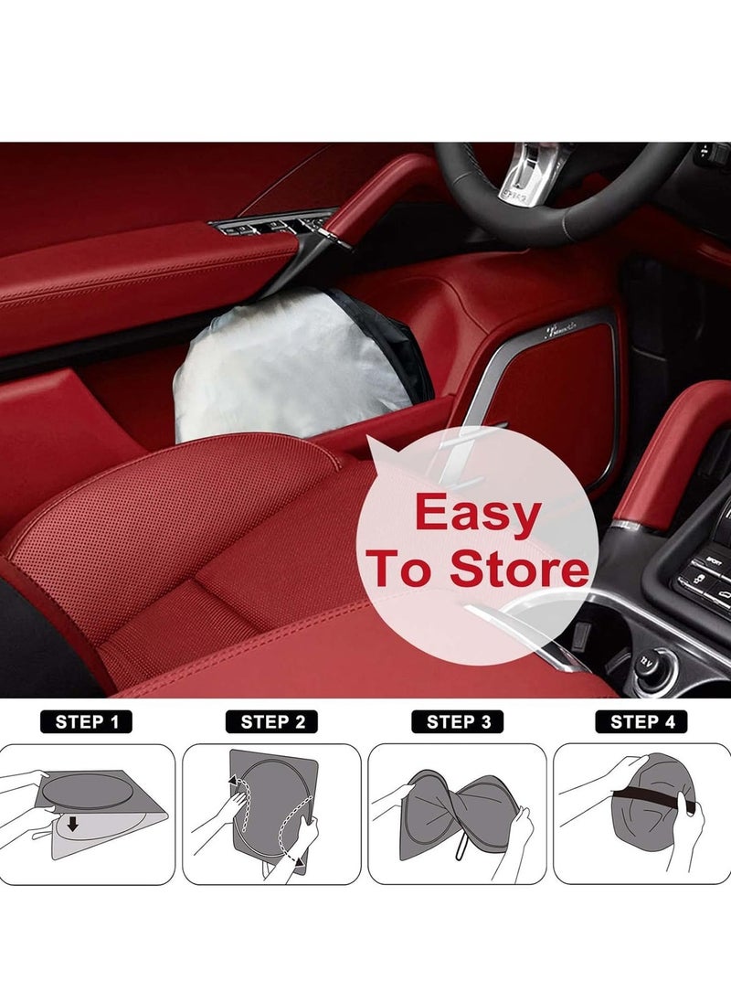 KIA Motors Windshield Sunshade for Car Front Window – UV Protection, Heat Shield, Foldable Reflective Sun Visor, Easy Installation & Storage – Compatible with Most Vehicles