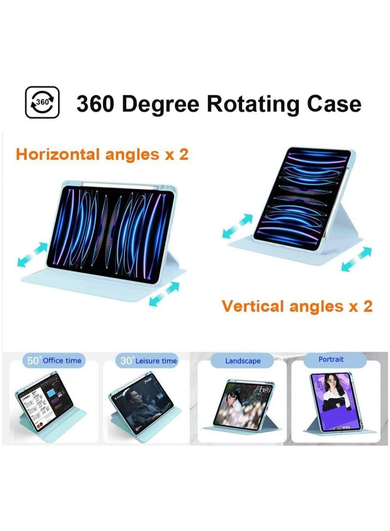 DUSALA Rotating Case for iPad Pro 12.9-Inch (2022), with Pencil Holder,360 Degree Rotation Protective Stand Slim Cover Clear Back, Auto Wake/Sleep (iPad Pro 12.9) - Image 3