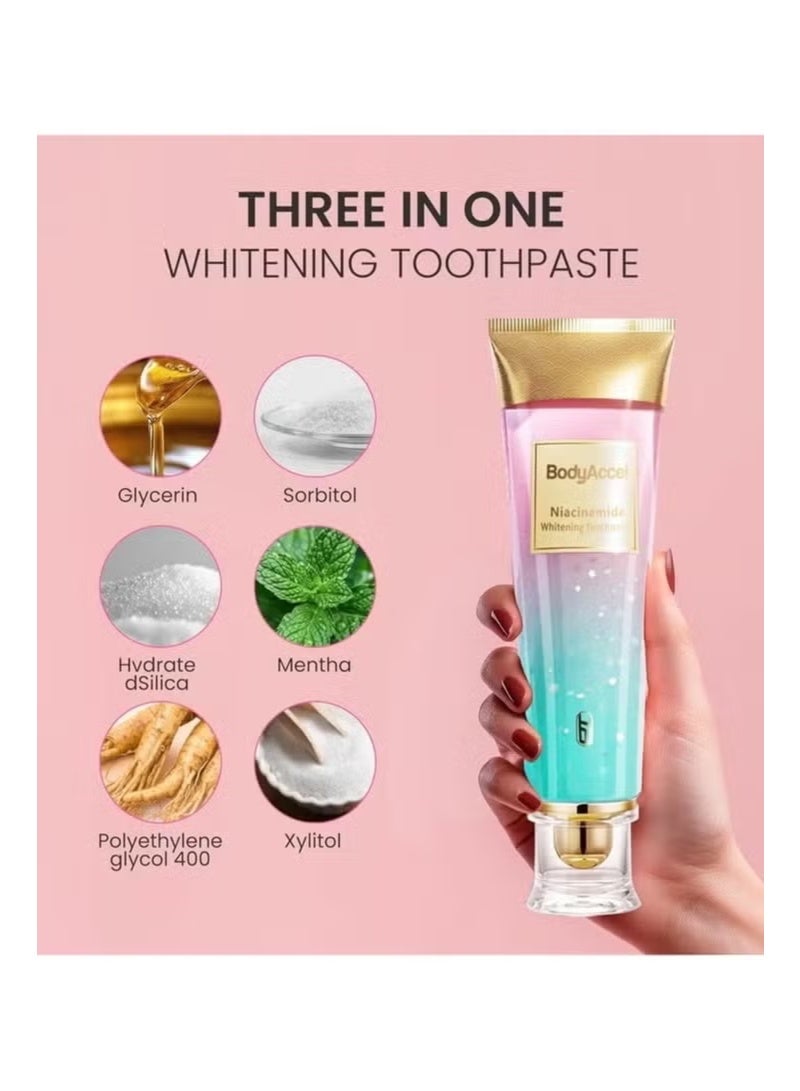 BodyAccel Niacinamide Whitening Toothpaste, Niacinamide Toothpaste, BodyAccel Toothpaste, Stain Removal Triple Whitening Toothpaste Natural Gentle, Fresh Breath - Image 4