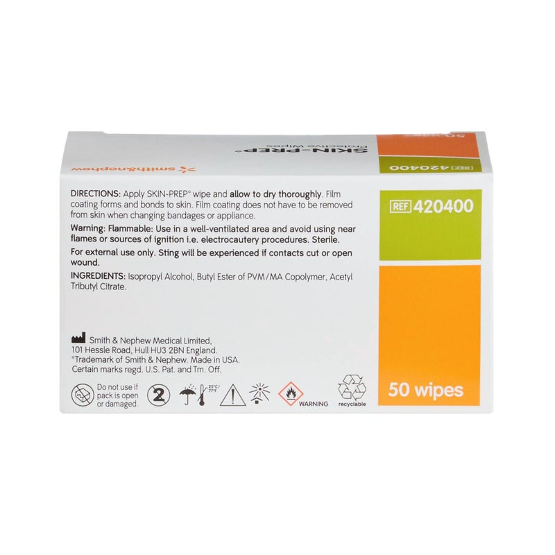 Smith&nephew Smith+Nephew Skin-PREPâ—Š Wipes, Protective Dressing Wipes, Skin Barrier Film, Contains Alcohol, Box of 50 - Image 4