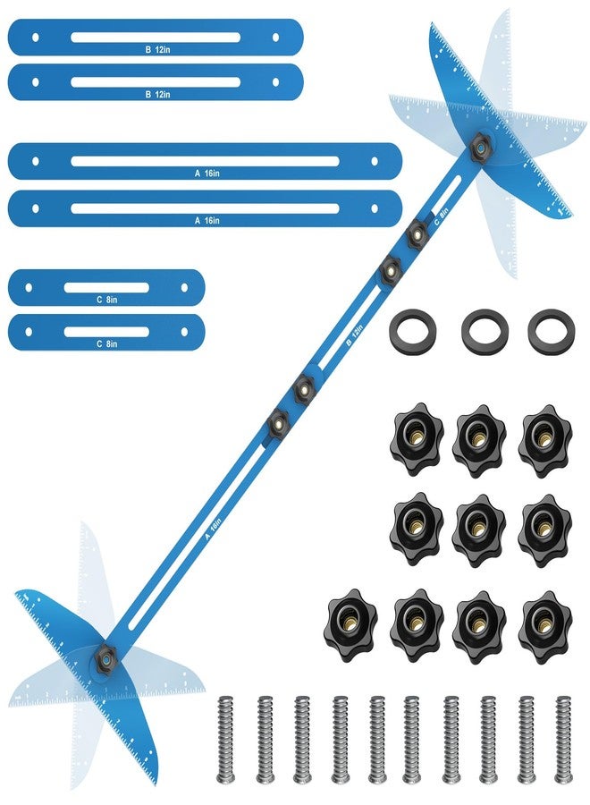 Fengone Stair Treads Gauge Template Tool Stair Tread Jig 11-60 inch Length Adjustable Measuring Stair Tread Template Tool Stair Gauge Set for Stairs, Risers, Shelf and Cutting Drywall (Blue) - Image 1