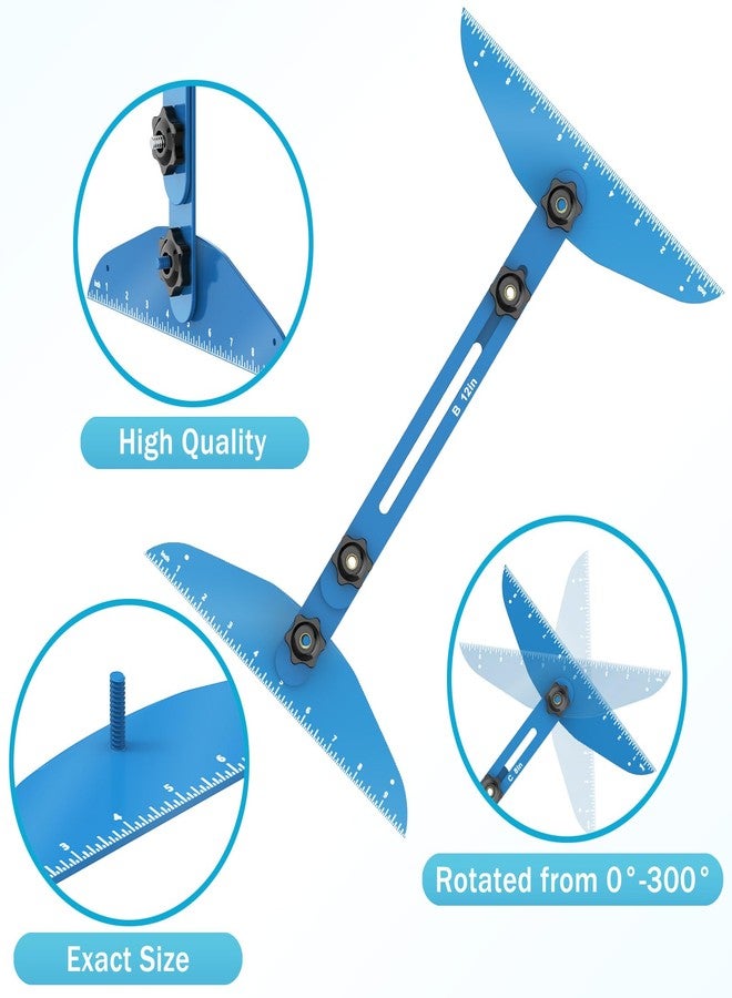 Fengone Stair Treads Gauge Template Tool Stair Tread Jig 11-60 inch Length Adjustable Measuring Stair Tread Template Tool Stair Gauge Set for Stairs, Risers, Shelf and Cutting Drywall (Blue) - Image 4