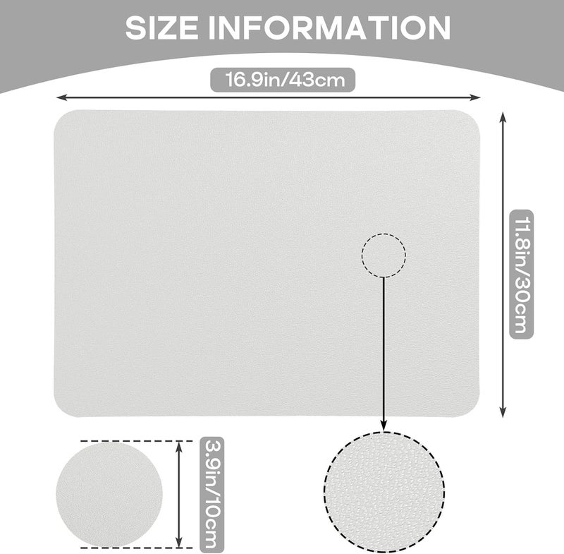 APLKER Faux Leather Placemats Set of 6 Waterproof Table Mats with Coaste | 17×12 In Heat Resistant Place Mats Set of 6 Wipebale & Washable Table Placemats for Kitchen Dining Indoor & Outdoor White - Image 2