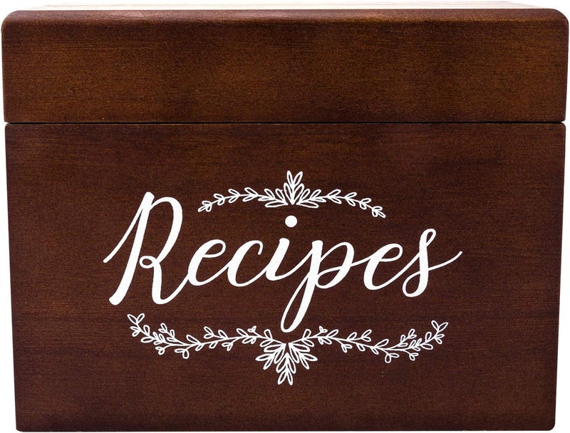 Outshine Wooden Recipe Box - 4x6 Recipe Card Box - Vintage Recipe Holder for Kitchen Organization - Cute Storage Box to Write in Your Own Recipes - Image 1