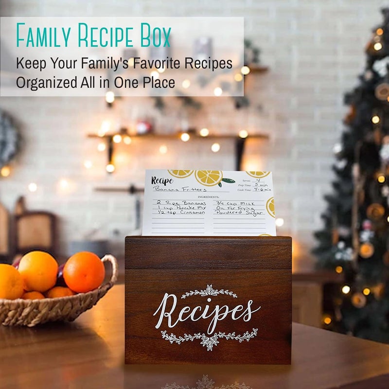 Outshine Wooden Recipe Box - 4x6 Recipe Card Box - Vintage Recipe Holder for Kitchen Organization - Cute Storage Box to Write in Your Own Recipes - Image 4