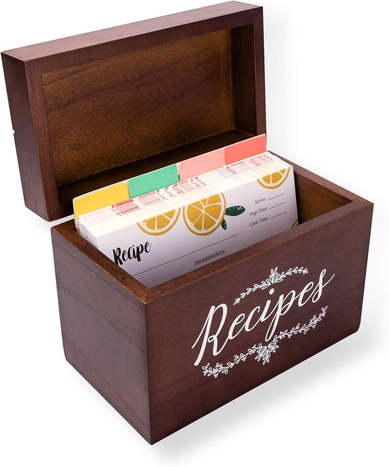 Outshine Wooden Recipe Box - 4x6 Recipe Card Box - Vintage Recipe Holder for Kitchen Organization - Cute Storage Box to Write in Your Own Recipes - Image 5