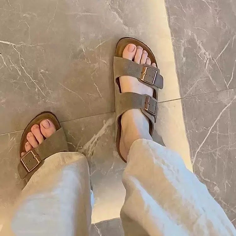 Bk Birkenstocks Shoes Leather Slippers Fashion Casual Cork Shoes Thick Sole Men'S And Women'S Sandals 2025 Outer Wear Beach Shoes - Image 3