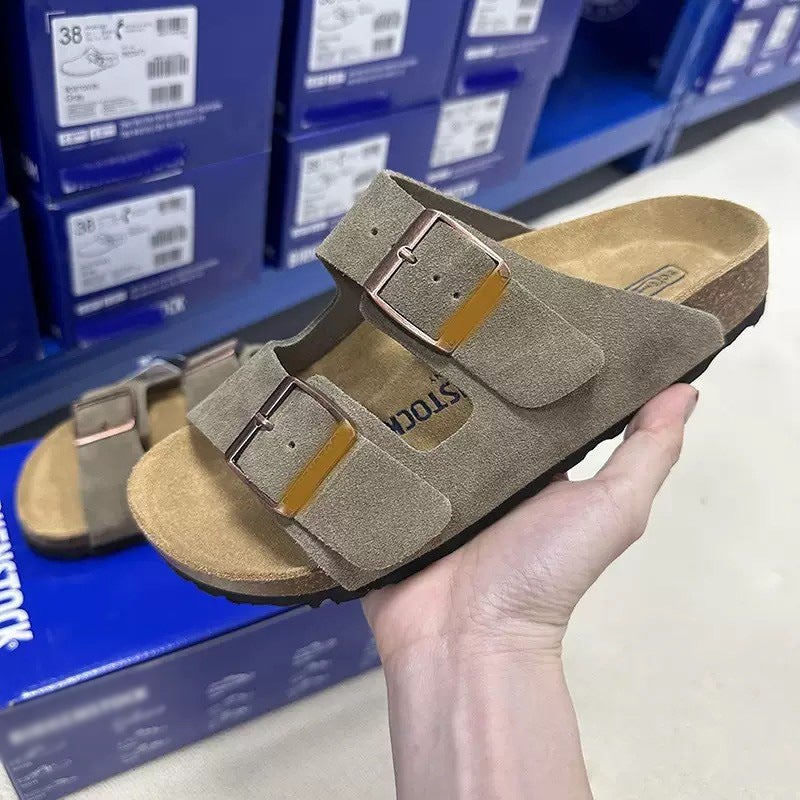 Bk Birkenstocks Shoes Leather Slippers Fashion Casual Cork Shoes Thick Sole Men'S And Women'S Sandals 2025 Outer Wear Beach Shoes - Image 1