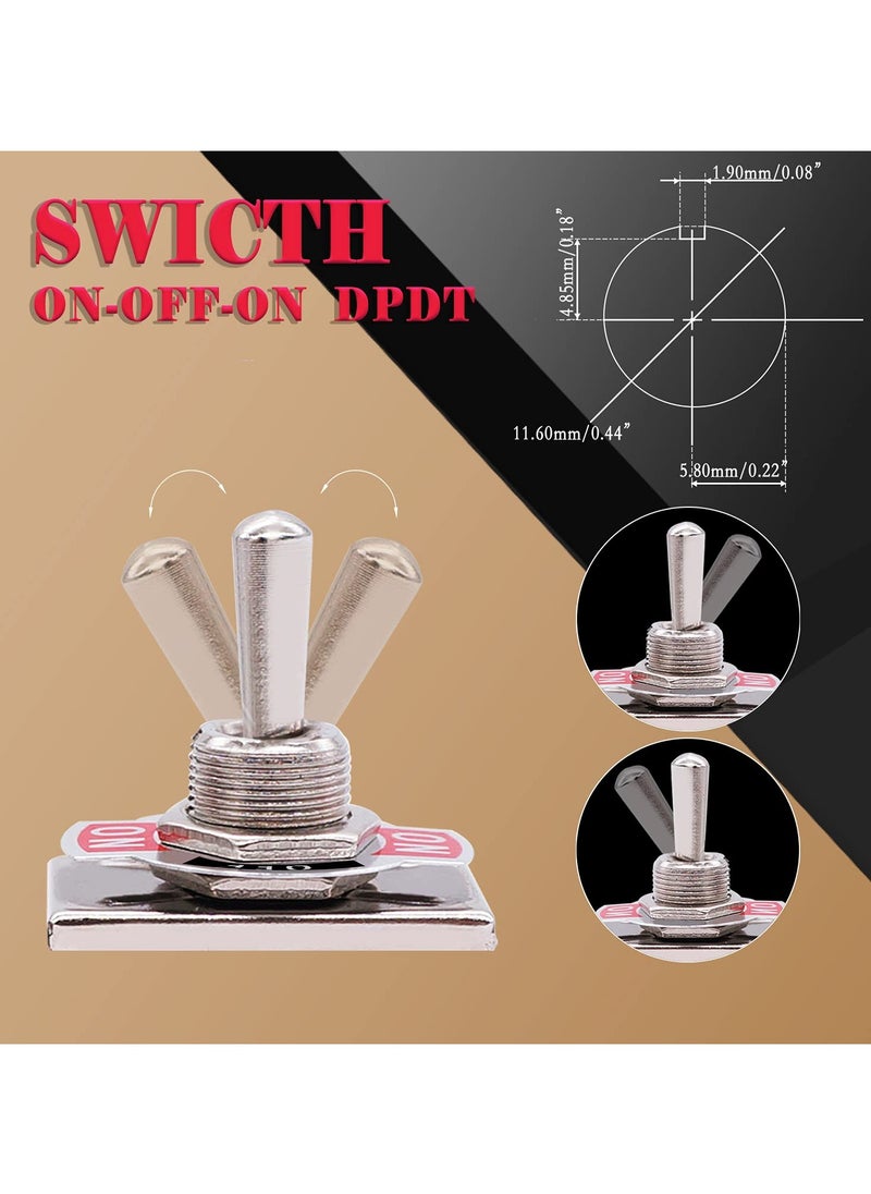 SANMUGEED - 3Pcs Heavy Duty Rocker Toggle Switch 16A 250V AC DPDT 3 Position 6 Pin ON/Off/ON Switch with Metal Bat Waterproof Boot Cap Cover Ten-1322-B203 - Image 1