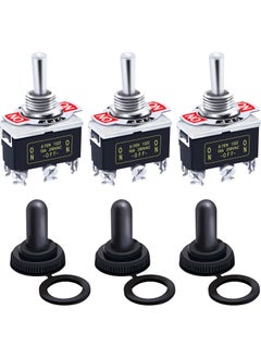 SANMUGEED 3Pcs Heavy Duty Rocker Toggle Switch 16A 250V AC DPDT 3 Position 6 Pin ON/Off/ON Switch with Metal Bat Waterproof Boot Cap Cover Ten-1322-B203  - Image 1