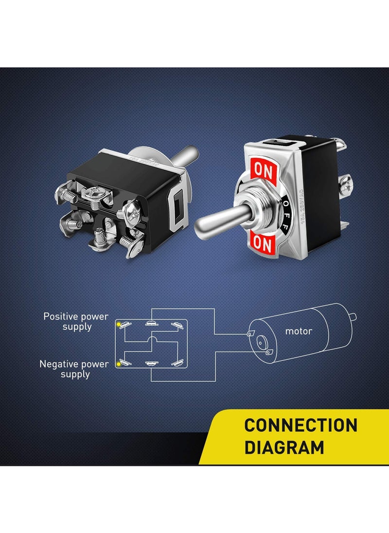 SANMUGEED - 3Pcs Heavy Duty Rocker Toggle Switch 16A 250V AC DPDT 3 Position 6 Pin ON/Off/ON Switch with Metal Bat Waterproof Boot Cap Cover Ten-1322-B203 - Image 1