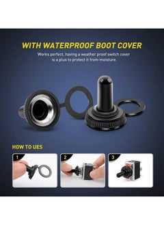 SANMUGEED 3Pcs Heavy Duty Rocker Toggle Switch 16A 250V AC DPDT 3 Position 6 Pin ON/Off/ON Switch with Metal Bat Waterproof Boot Cap Cover Ten-1322-B203  - Image 5