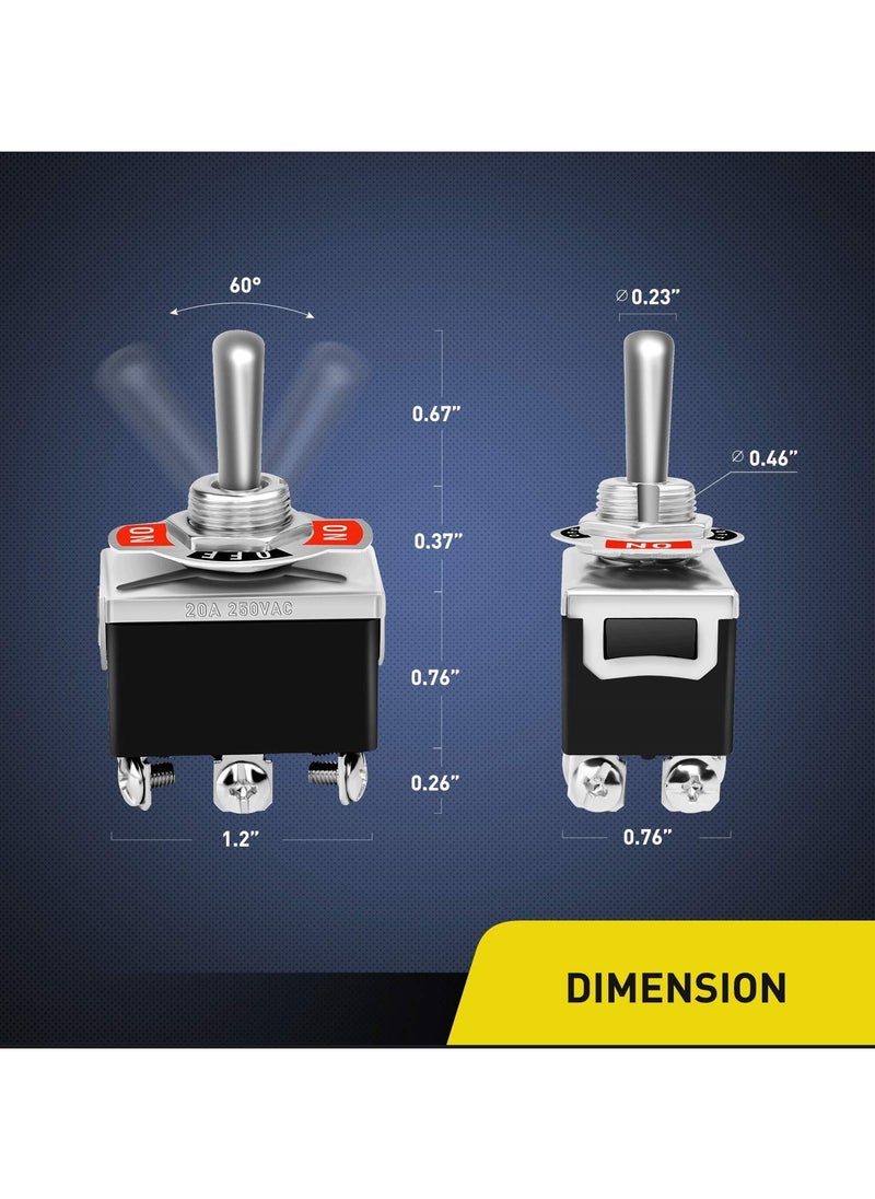 SANMUGEED - 3Pcs Heavy Duty Rocker Toggle Switch 16A 250V AC DPDT 3 Position 6 Pin ON/Off/ON Switch with Metal Bat Waterproof Boot Cap Cover Ten-1322-B203 - Image 1